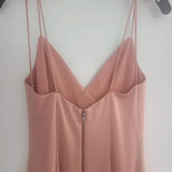 ALICE + OLIVIA Julietta V-Neck Blush Pink Slip Maxi Dress Burnt Rose Pink Size 0 - Picture 6 of 8